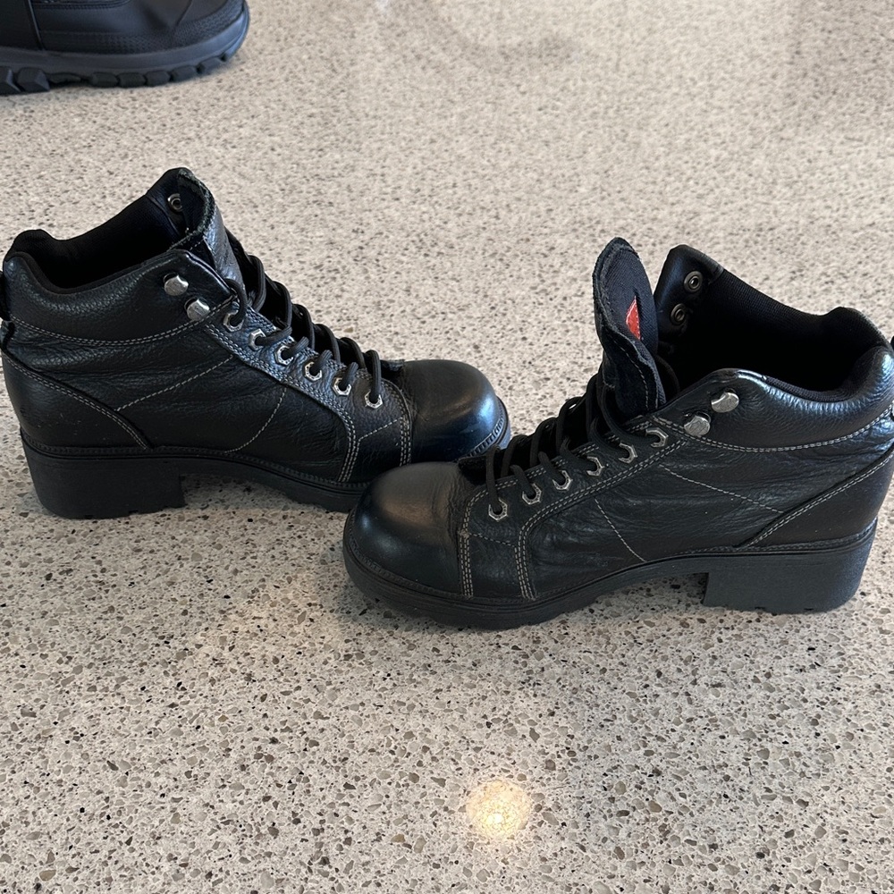 Harley Davidson Black Leather Lace-Up Riding Boots - Picture 5 of 5